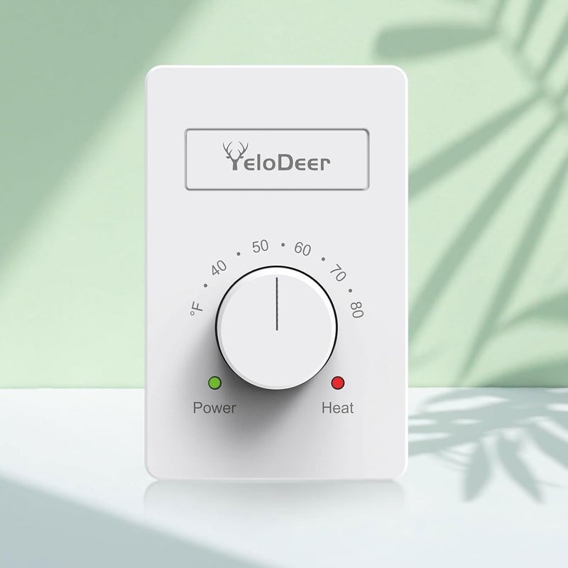 YeloDeer 2 Pcs Dual Voltage (110V-265V) 4-Wire Manual Electric Baseboard Heater Thermostat for Home - Image 1